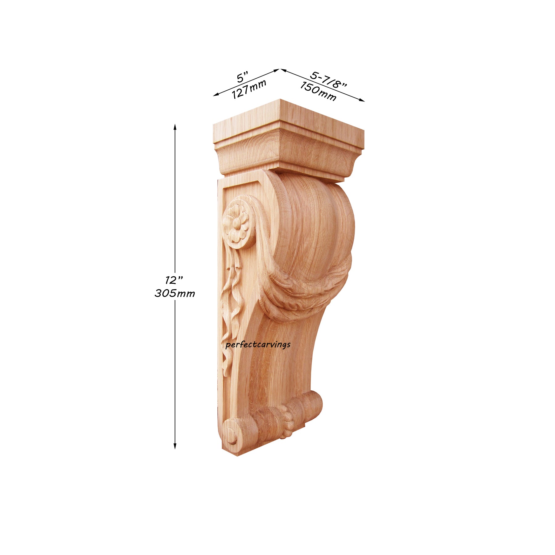 PAIR of Linenfold Carved Large Wood Corbels, Hollow Back, Available in Two Sizes