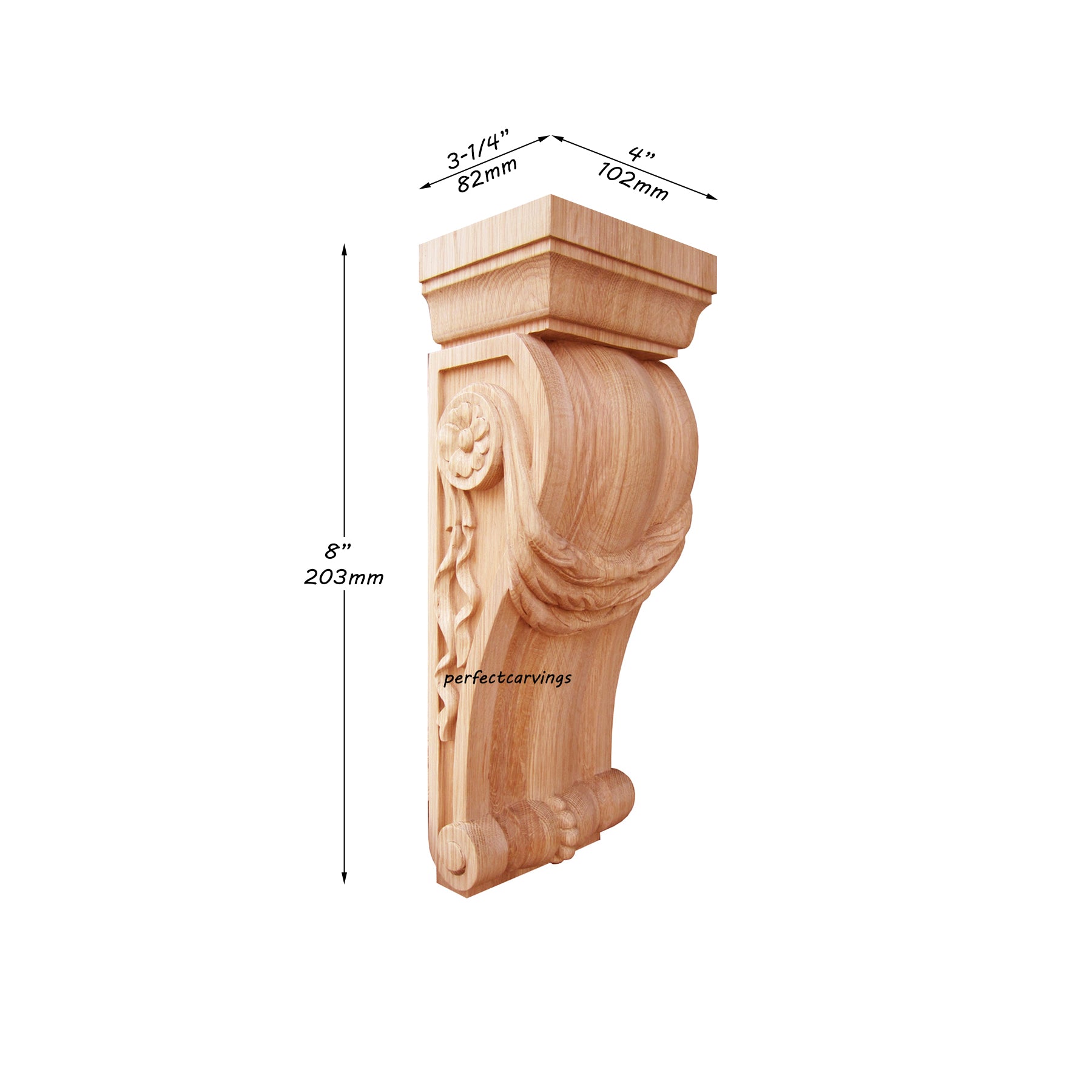 PAIR of Linenfold Carved Large Wood Corbels, Hollow Back, Available in Two Sizes