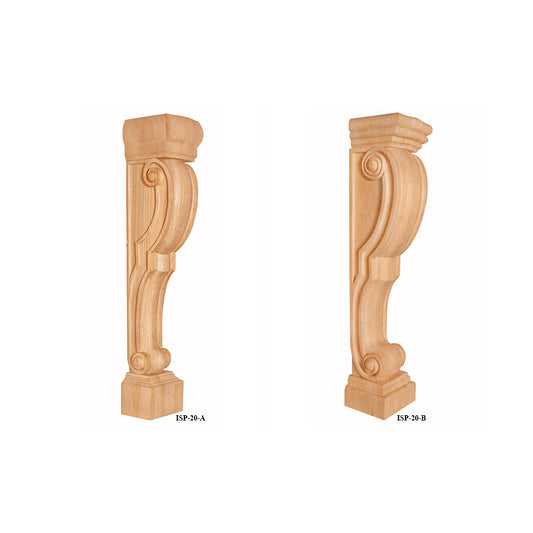 PAIR of ISP-20 Solid Carved Traditional 36"H Island Posts, Available in 2 Designs, Unfinished