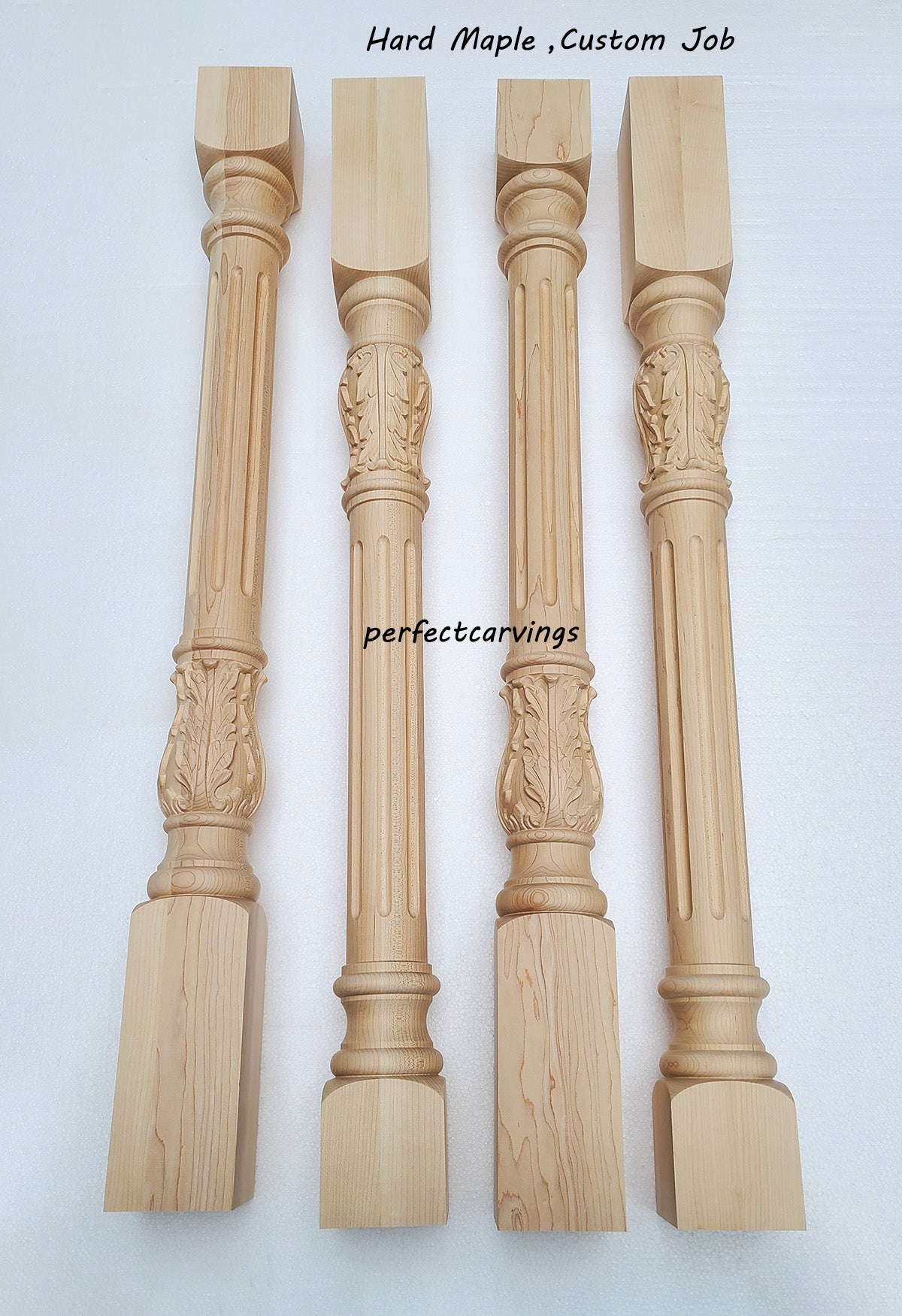 Corner Fluted Posts PAIR of CLM-08 Acanthus Carved 36