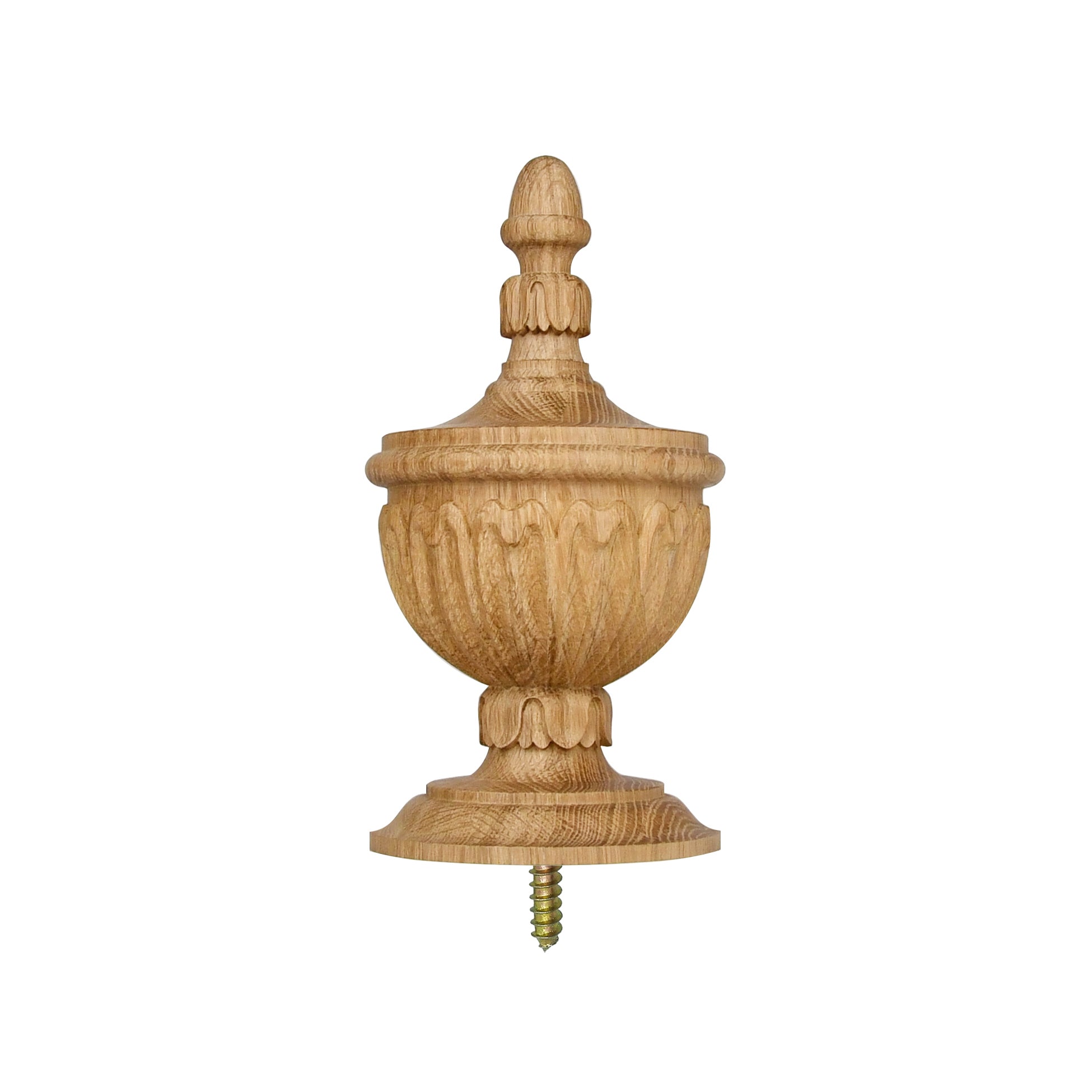 Tongue Leaf Carved Wood Finial for Stair Post, Curtain Rod and Bed Post, Available in 3 Sizes