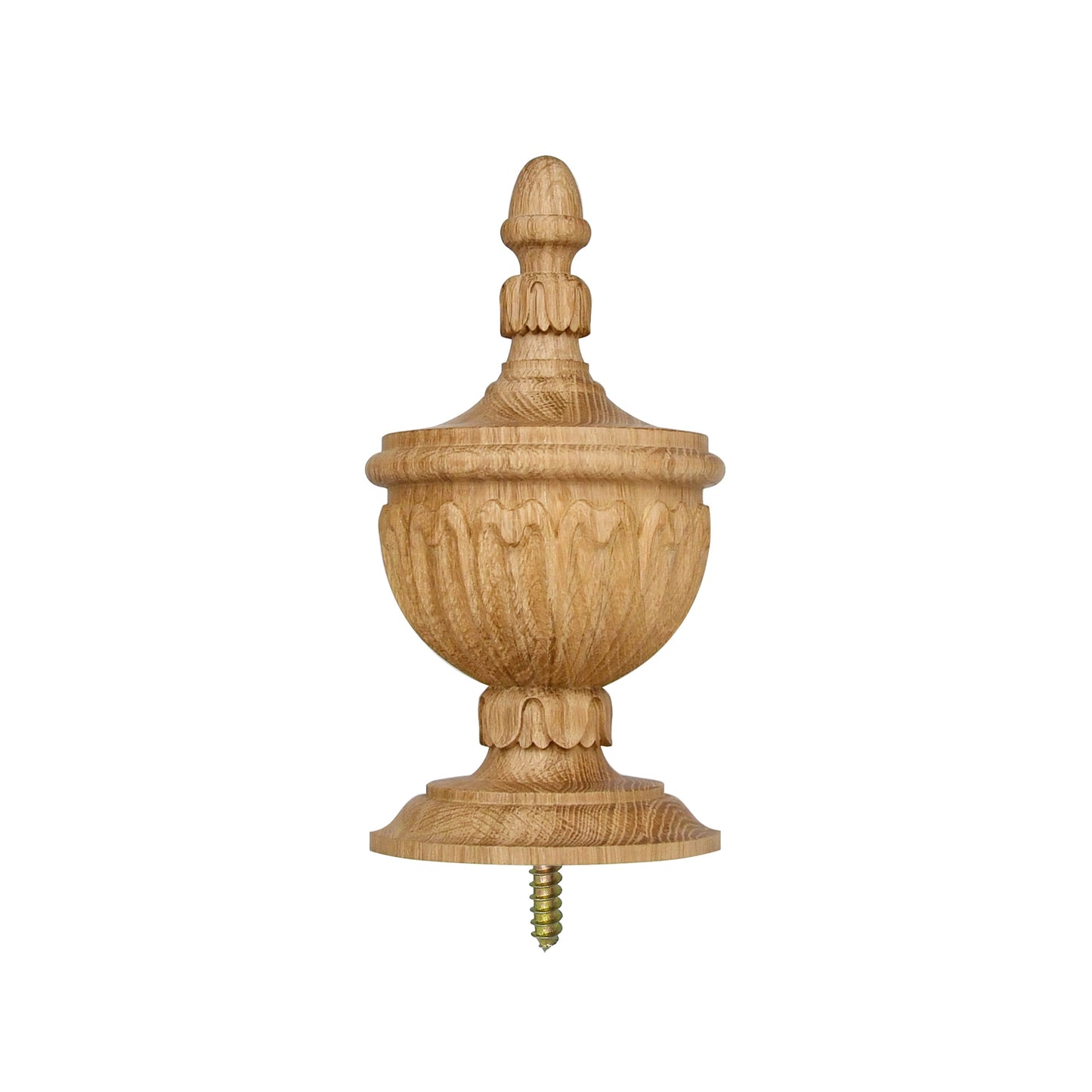FNL-32 Tongue Leaf Carved Wood Finial for Stair Post, Curtain Rod and Bed Post, Available in 3 Sizes