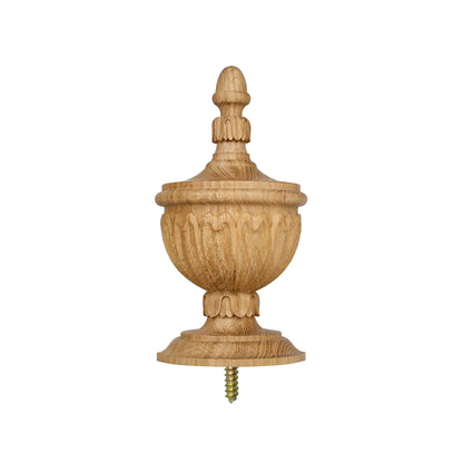 FNL-32 Tongue Leaf Carved Wood Finial for Stair Post, Curtain Rod and Bed Post, Available in 3 Sizes