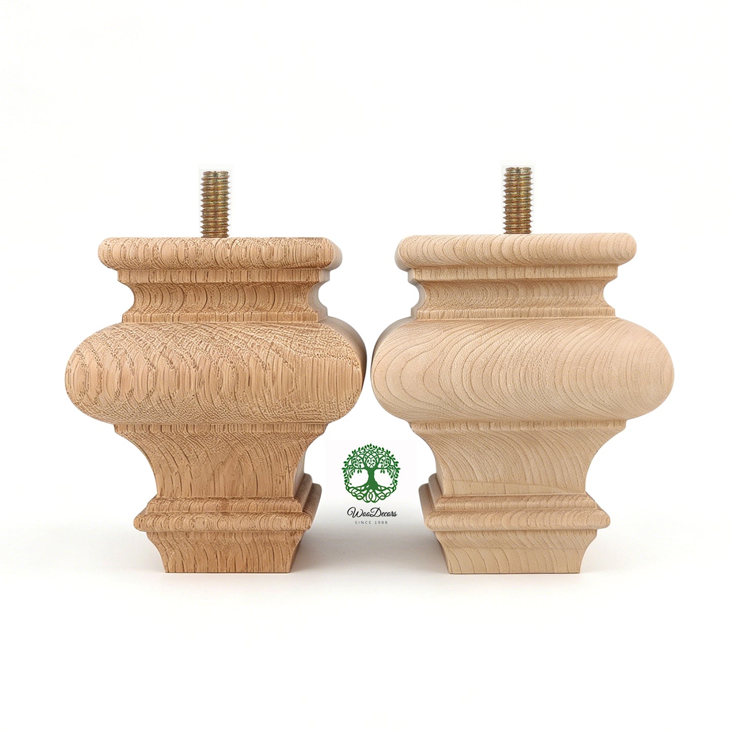 PAIR of Hardwood Furniture Square Bun Feet for Cabinet Chest and Sofa, Replacement Bun Feet, Sofa Legs, Pattern E