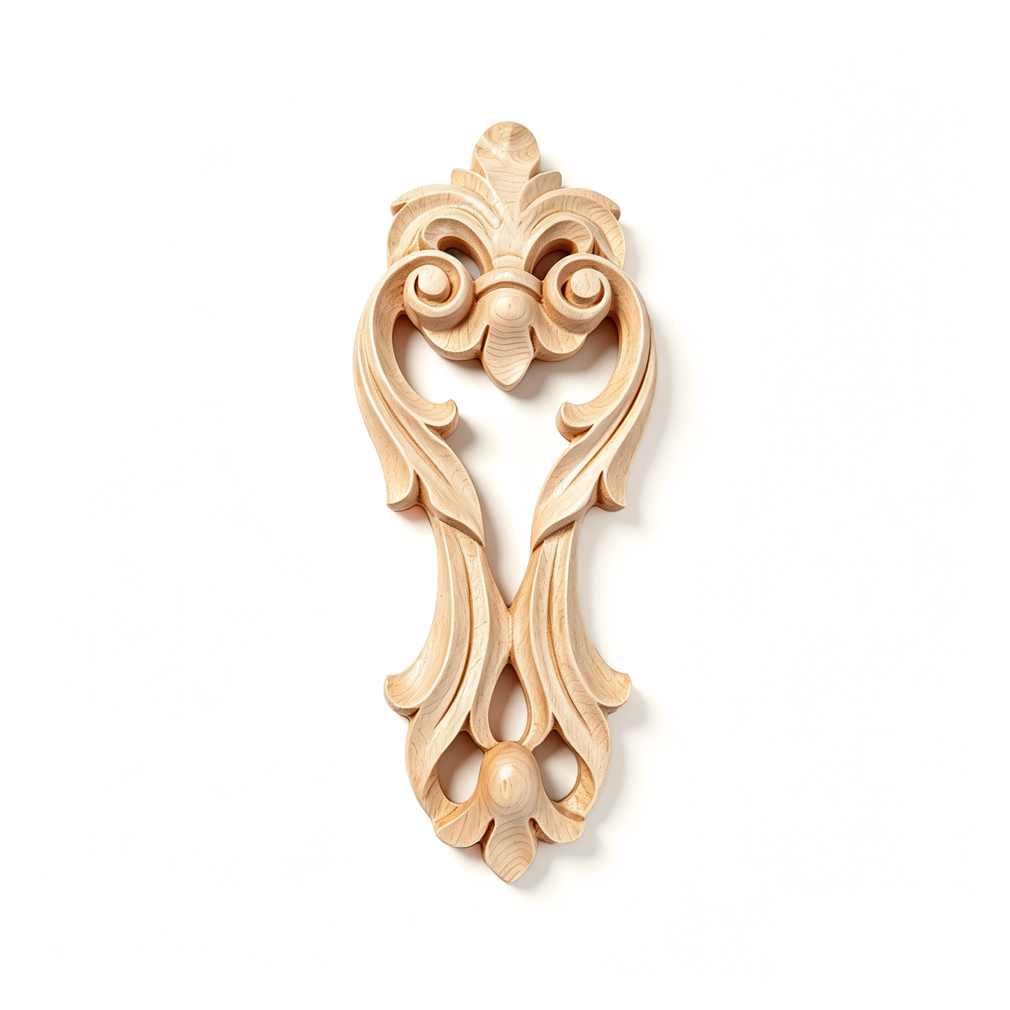 PAIR of Beautiful Wood Carved Leaf Drop Appliques Onlay, Available in 6", 8" & 11" High