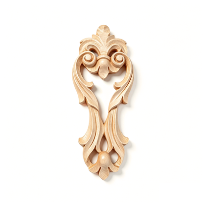 PAIR of Beautiful Wood Carved Leaf Drop Appliques Onlay, Available in 6", 8" & 11" High
