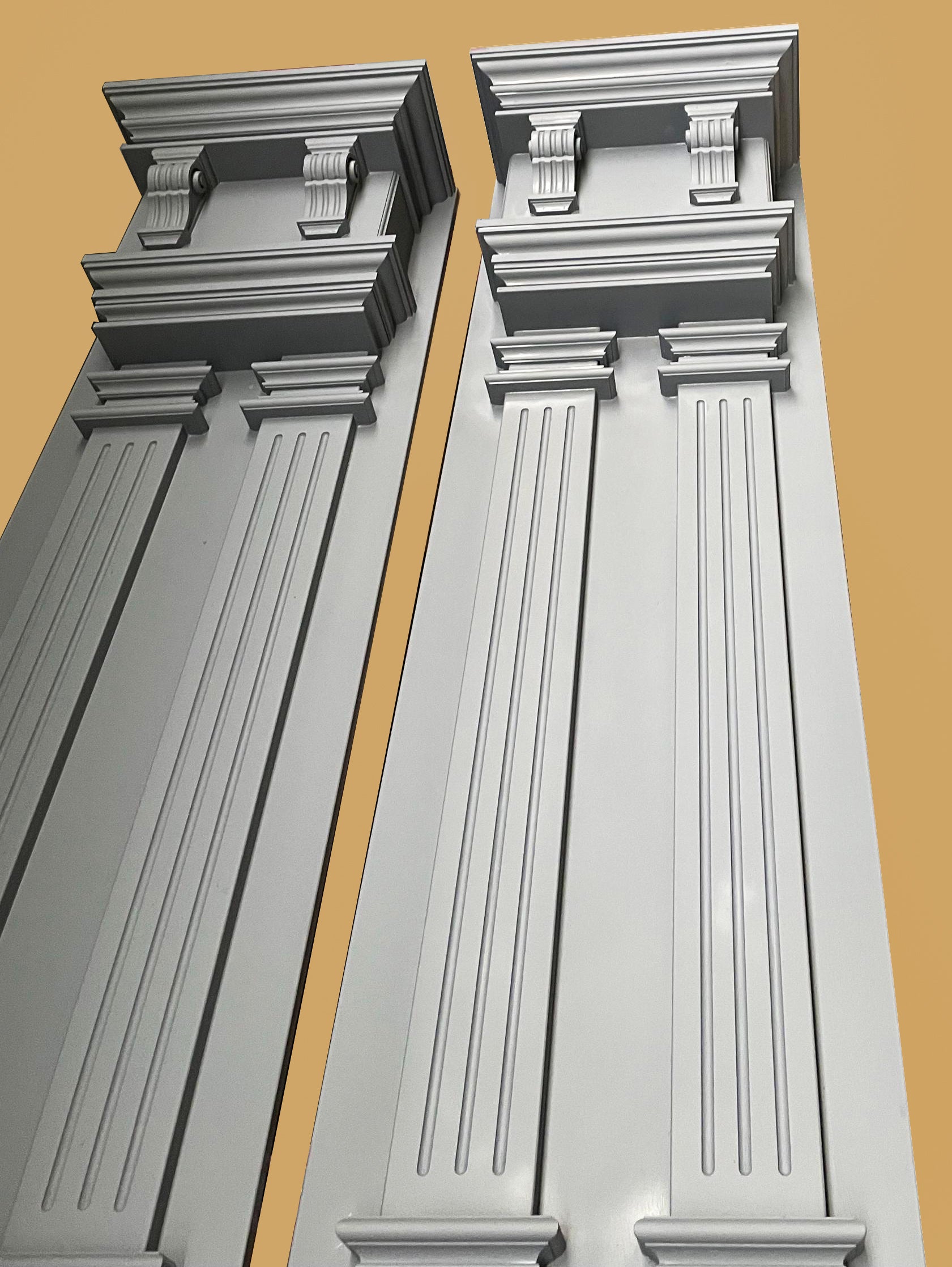 PAIR of Fluted Mission Style Wood Carved Corbels, Wall Brackets, Available in 7-1/2