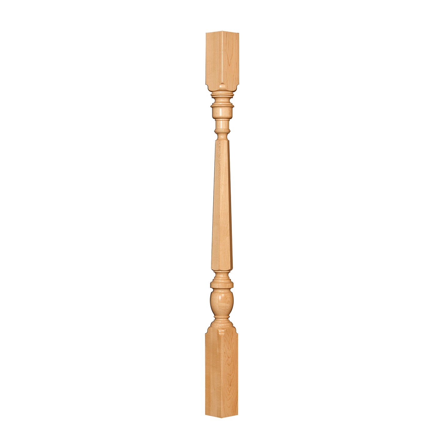 Set of 4, SPD-09 Wood Carved Hexagon Stair Balusters, Wood Spindles, 38"High, Unfinished