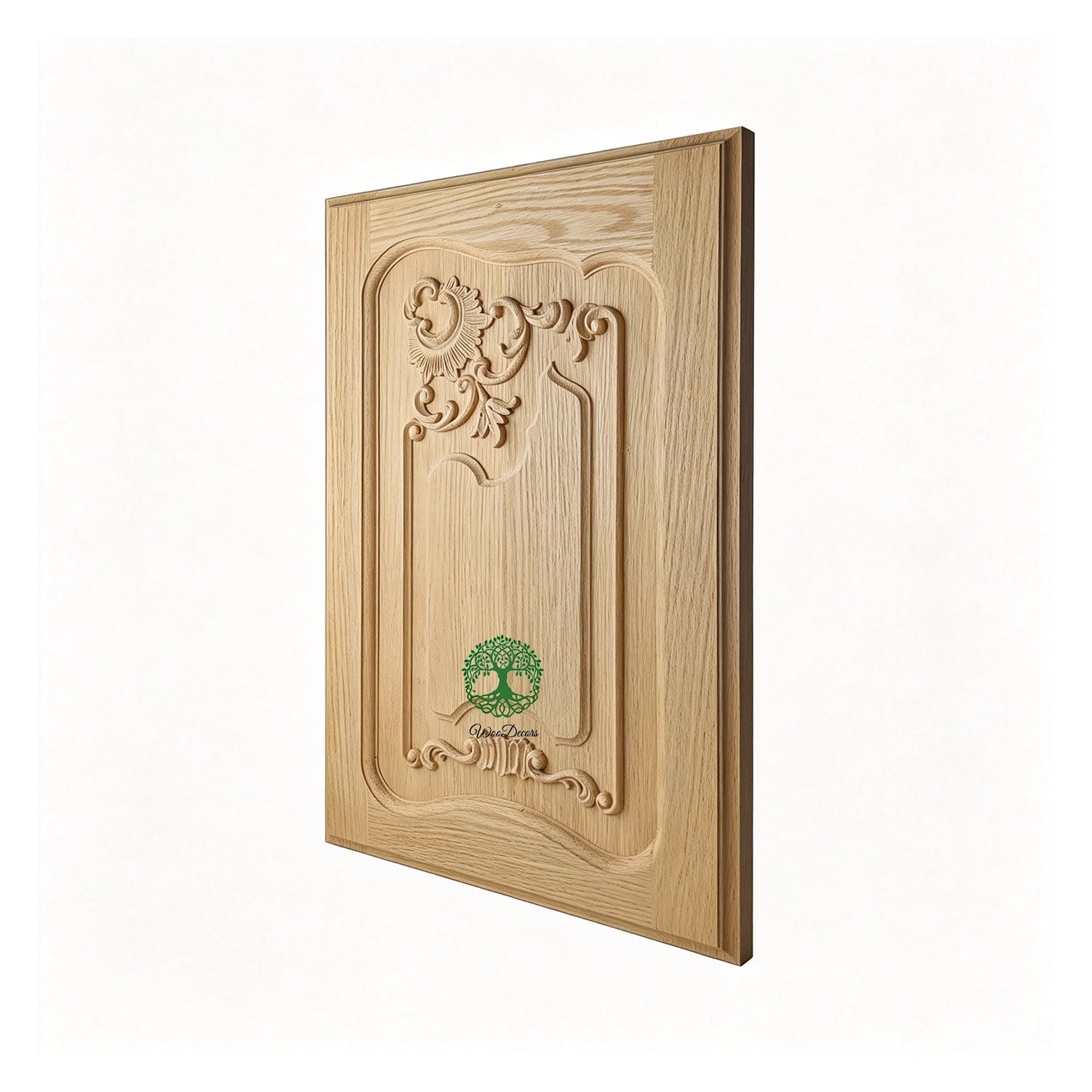 CBD-07 PAIR of French Style Shell Floral Wood Carved Doors, Framed Panel Doors, 15-3/8