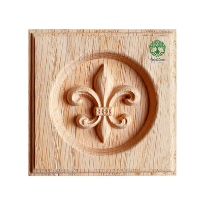 PAIR of Wood Carved Square Architrave Blocks, Plinth Section #1,  Available in 4 designs & 3 Sizes