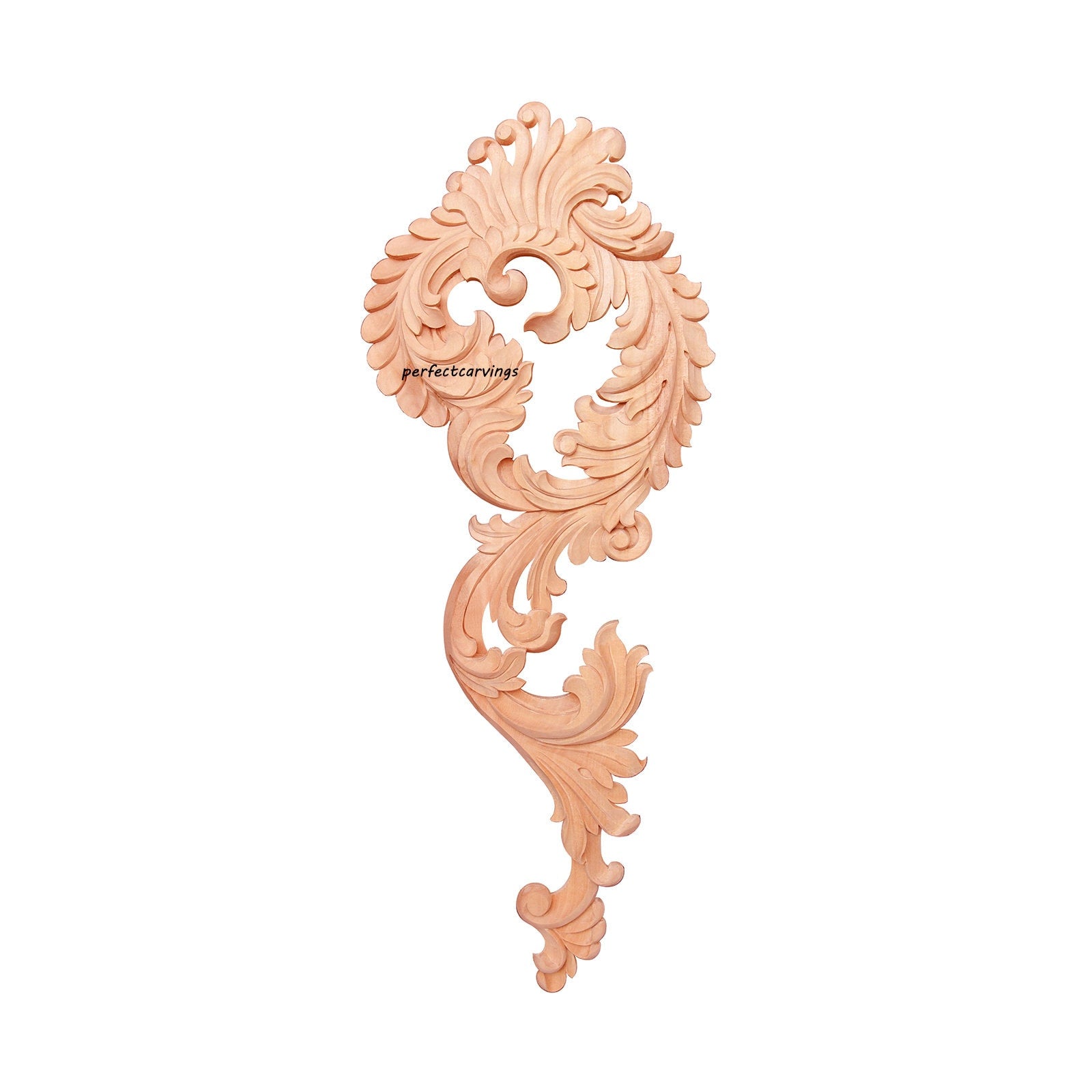PAIR of Leaf Scroll Carved Drop Applique for Wall and Panels, Availabl ...