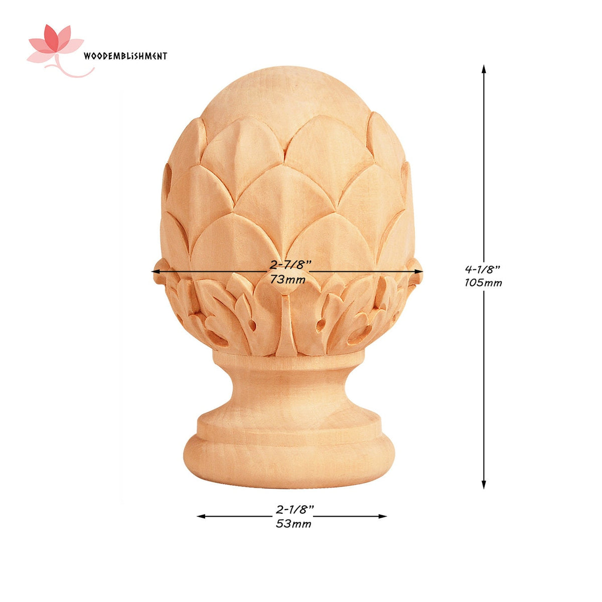 PAIR of Traditional Acanthus Pineapple Carved 4-1/8"H Wood Finials for ...