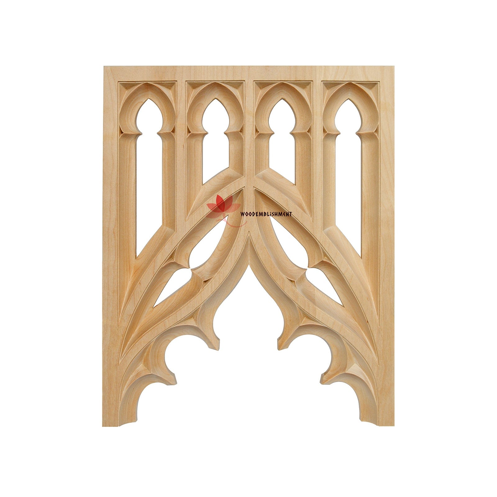 PAIR of PNL-40 Wood Carved Gothic Screen Arch Panels, 11